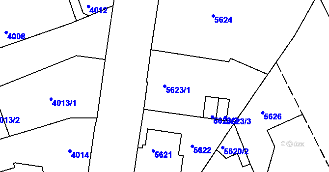 Parcela st. 5623/1 v KÚ Varnsdorf, Katastrální mapa
