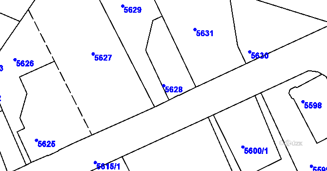 Parcela st. 5628 v KÚ Varnsdorf, Katastrální mapa