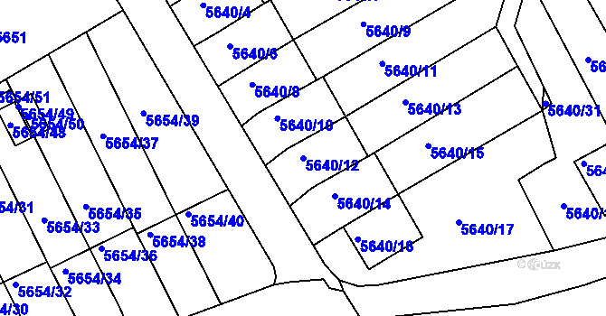 Parcela st. 5640/12 v KÚ Varnsdorf, Katastrální mapa