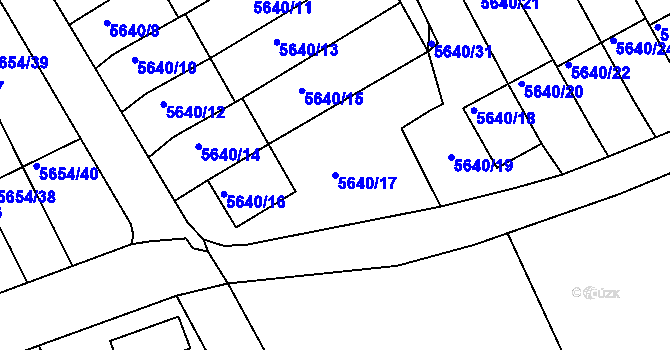 Parcela st. 5640/17 v KÚ Varnsdorf, Katastrální mapa