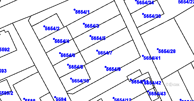 Parcela st. 5654/7 v KÚ Varnsdorf, Katastrální mapa