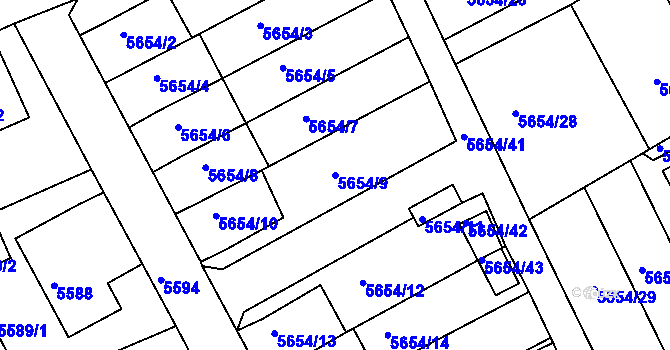 Parcela st. 5654/9 v KÚ Varnsdorf, Katastrální mapa
