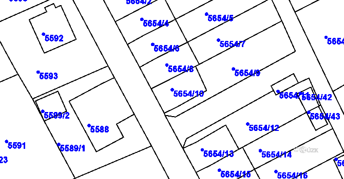Parcela st. 5654/10 v KÚ Varnsdorf, Katastrální mapa