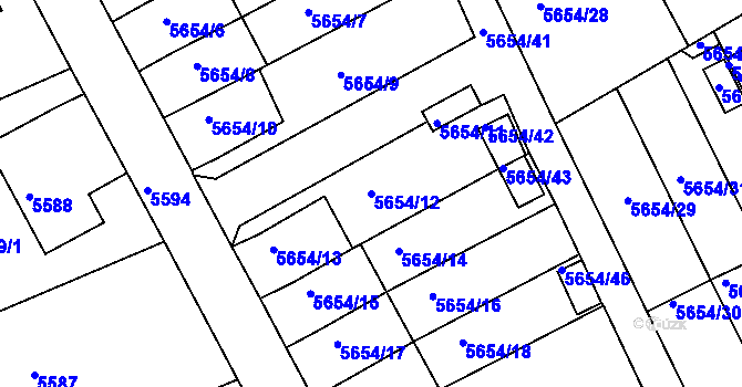 Parcela st. 5654/12 v KÚ Varnsdorf, Katastrální mapa