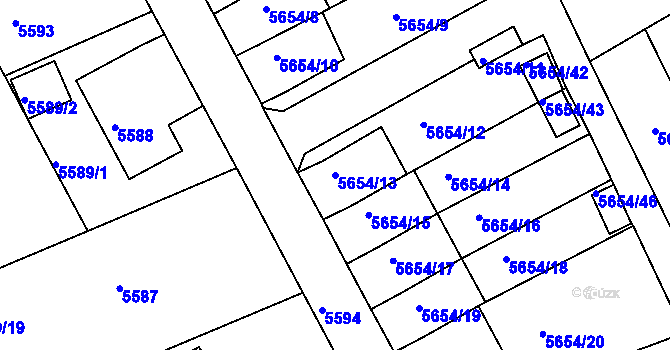 Parcela st. 5654/13 v KÚ Varnsdorf, Katastrální mapa