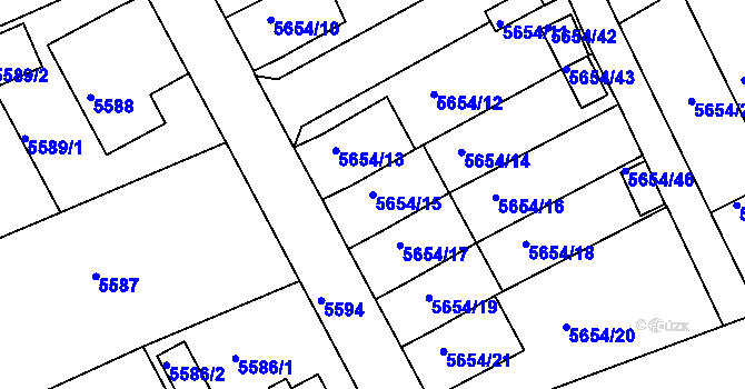 Parcela st. 5654/15 v KÚ Varnsdorf, Katastrální mapa