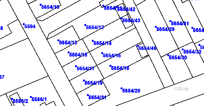 Parcela st. 5654/16 v KÚ Varnsdorf, Katastrální mapa