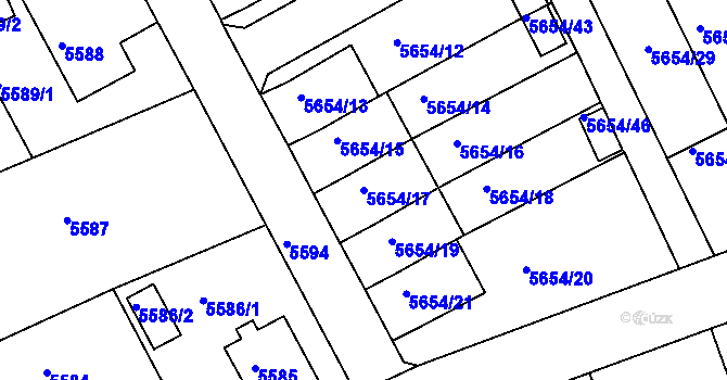 Parcela st. 5654/17 v KÚ Varnsdorf, Katastrální mapa