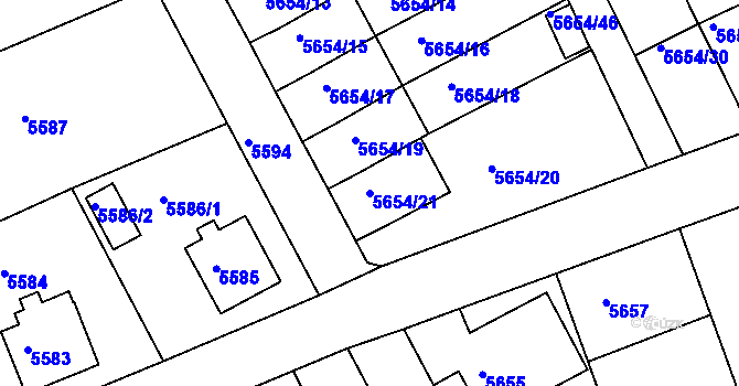 Parcela st. 5654/21 v KÚ Varnsdorf, Katastrální mapa