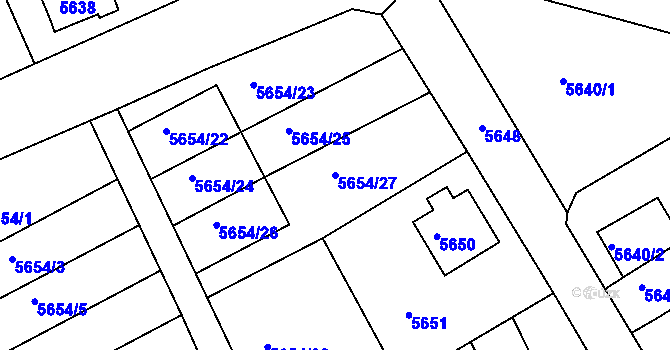 Parcela st. 5654/27 v KÚ Varnsdorf, Katastrální mapa
