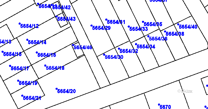 Parcela st. 5654/30 v KÚ Varnsdorf, Katastrální mapa