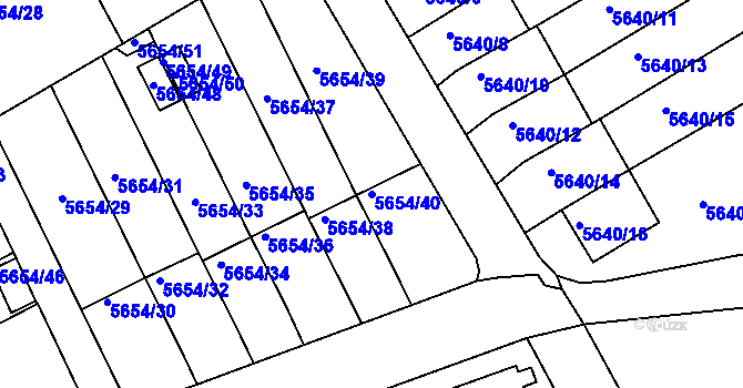 Parcela st. 5654/40 v KÚ Varnsdorf, Katastrální mapa