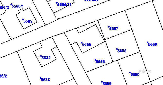Parcela st. 5655 v KÚ Varnsdorf, Katastrální mapa