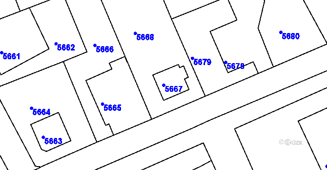 Parcela st. 5667 v KÚ Varnsdorf, Katastrální mapa