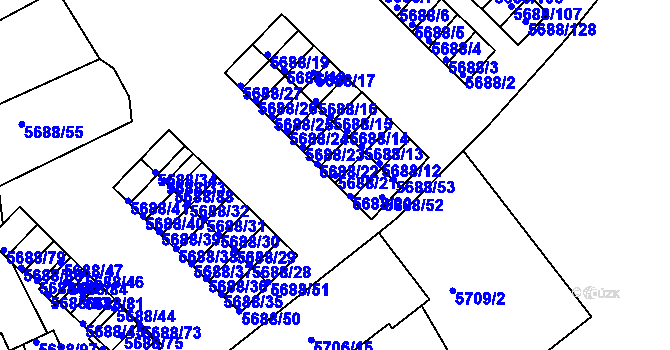 Parcela st. 5688/21 v KÚ Varnsdorf, Katastrální mapa