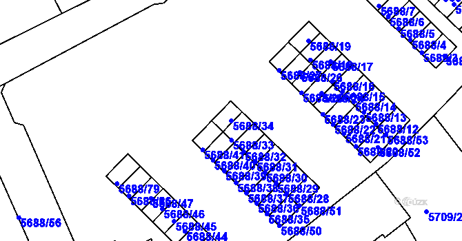 Parcela st. 5688/34 v KÚ Varnsdorf, Katastrální mapa