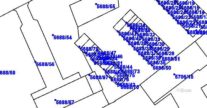 Parcela st. 5688/46 v KÚ Varnsdorf, Katastrální mapa