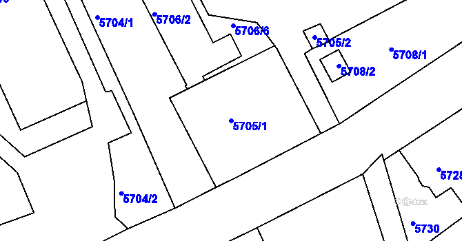Parcela st. 5705/1 v KÚ Varnsdorf, Katastrální mapa