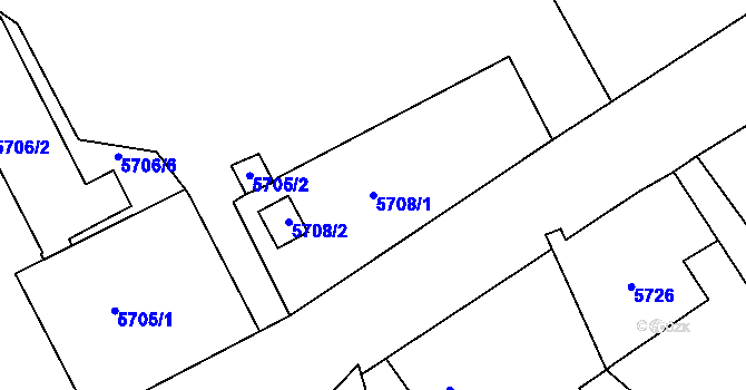 Parcela st. 5708/1 v KÚ Varnsdorf, Katastrální mapa