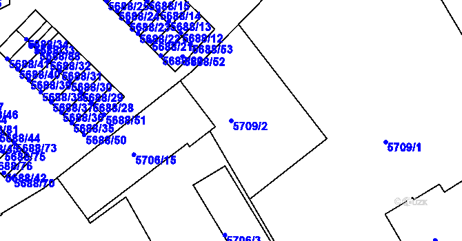 Parcela st. 5709/2 v KÚ Varnsdorf, Katastrální mapa