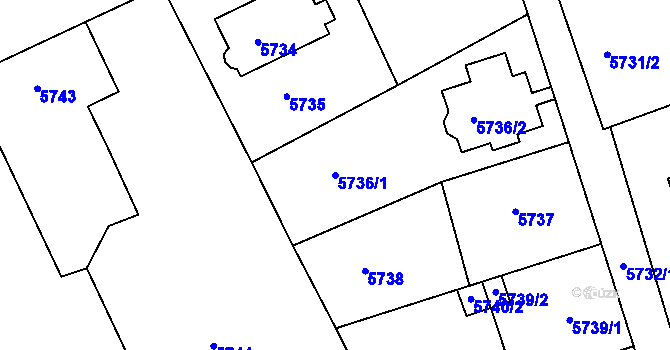 Parcela st. 5736/1 v KÚ Varnsdorf, Katastrální mapa