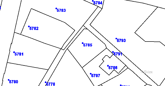 Parcela st. 5785 v KÚ Varnsdorf, Katastrální mapa