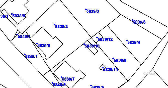 Parcela st. 5839/10 v KÚ Varnsdorf, Katastrální mapa