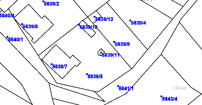 Parcela st. 5839/11 v KÚ Varnsdorf, Katastrální mapa