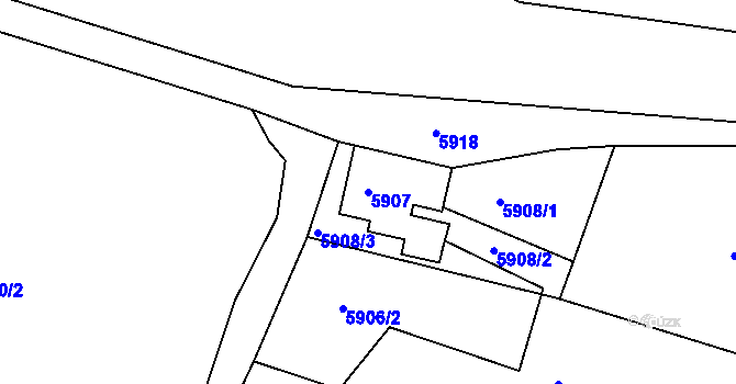 Parcela st. 5907 v KÚ Varnsdorf, Katastrální mapa