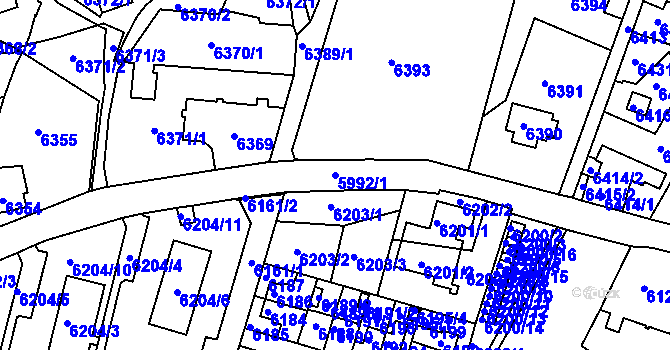 Parcela st. 5992/1 v KÚ Varnsdorf, Katastrální mapa
