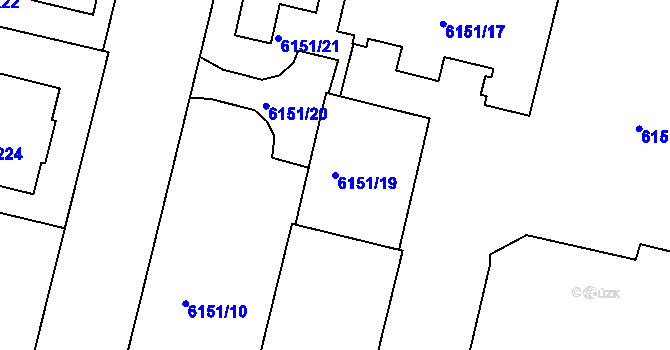 Parcela st. 6151/19 v KÚ Varnsdorf, Katastrální mapa