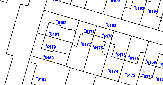 Parcela st. 6177 v KÚ Varnsdorf, Katastrální mapa