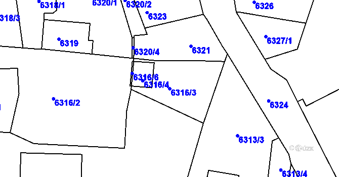 Parcela st. 6316/3 v KÚ Varnsdorf, Katastrální mapa