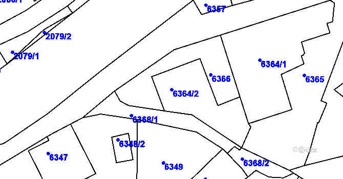 Parcela st. 6364/2 v KÚ Varnsdorf, Katastrální mapa