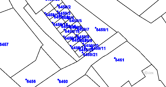 Parcela st. 6459/10 v KÚ Varnsdorf, Katastrální mapa