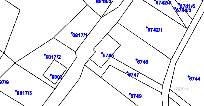 Parcela st. 6745 v KÚ Varnsdorf, Katastrální mapa