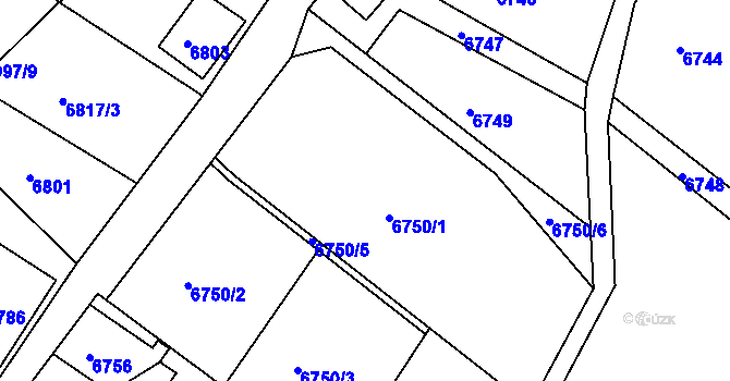 Parcela st. 6750/1 v KÚ Varnsdorf, Katastrální mapa