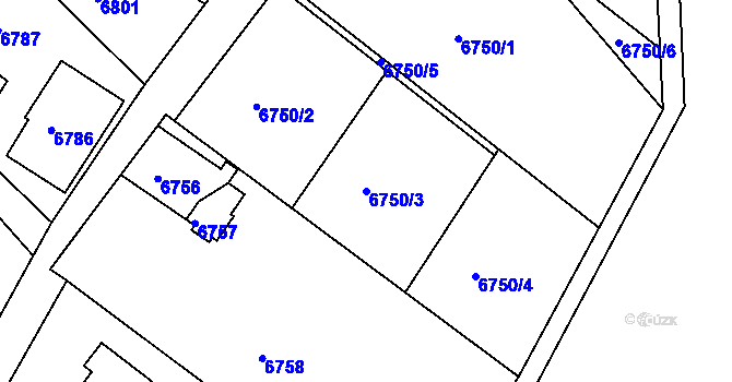 Parcela st. 6750/3 v KÚ Varnsdorf, Katastrální mapa