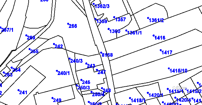 Parcela st. 8168 v KÚ Varnsdorf, Katastrální mapa