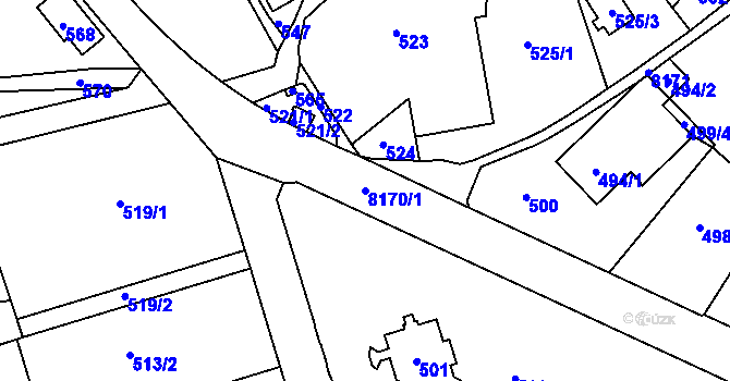 Parcela st. 8170/1 v KÚ Varnsdorf, Katastrální mapa