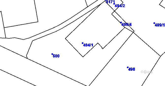 Parcela st. 494/1 v KÚ Varnsdorf, Katastrální mapa