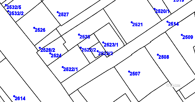Parcela st. 2523/2 v KÚ Varnsdorf, Katastrální mapa