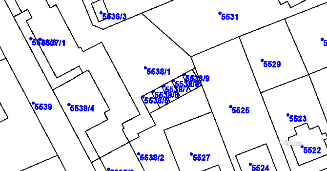 Parcela st. 5538/7 v KÚ Varnsdorf, Katastrální mapa