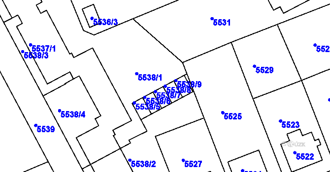 Parcela st. 5538/8 v KÚ Varnsdorf, Katastrální mapa