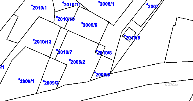 Parcela st. 2010/8 v KÚ Varnsdorf, Katastrální mapa