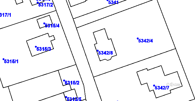 Parcela st. 5342/8 v KÚ Varnsdorf, Katastrální mapa