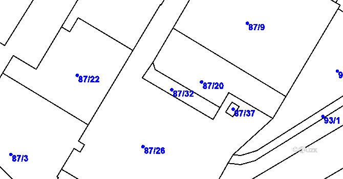 Parcela st. 87/32 v KÚ Varnsdorf, Katastrální mapa