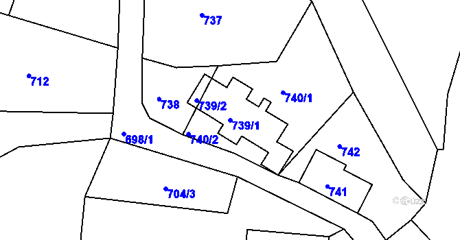 Parcela st. 739/1 v KÚ Varnsdorf, Katastrální mapa