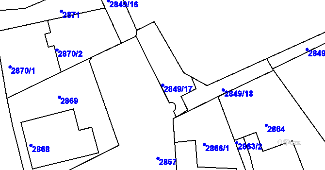 Parcela st. 2849/17 v KÚ Varnsdorf, Katastrální mapa