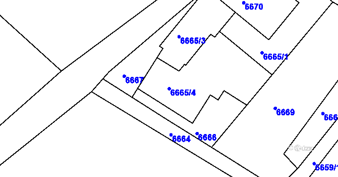 Parcela st. 6665/4 v KÚ Varnsdorf, Katastrální mapa